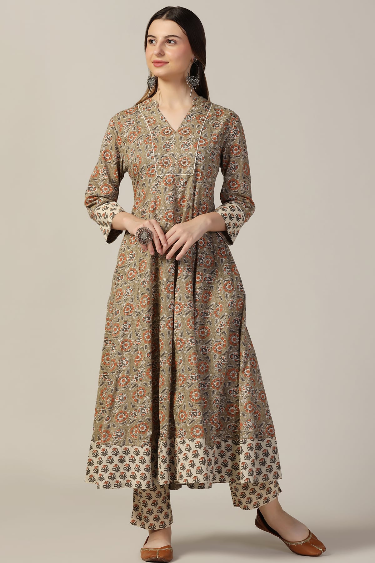 Printed Sage Green Kurti For Women