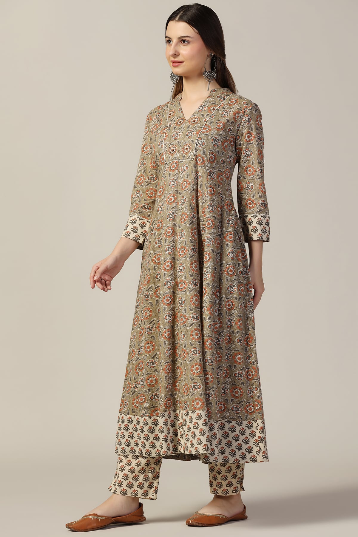 Printed Sage Green Kurti For Women