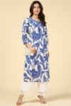 White and Blue Printed Kurtas For Women