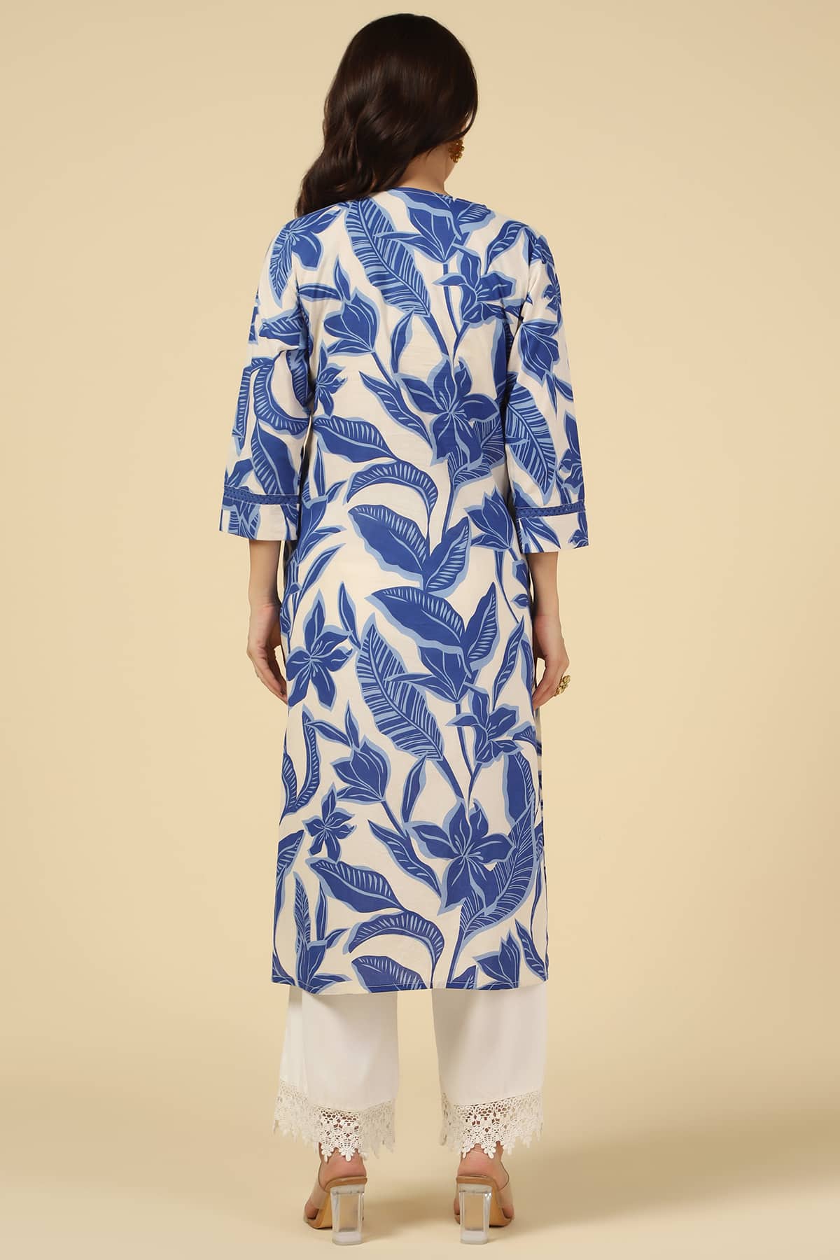 White and Blue Printed Kurtas For Women