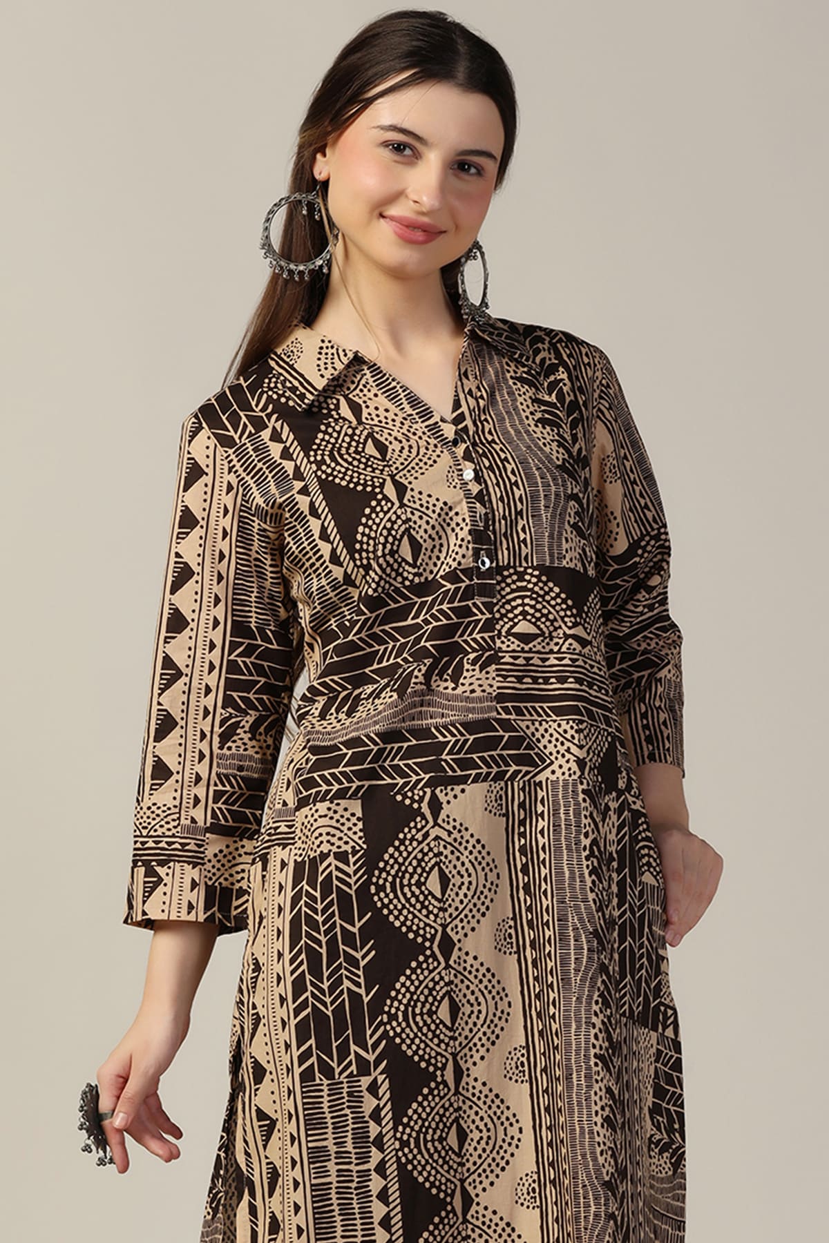 Brown And Beige Color Kurti For Women