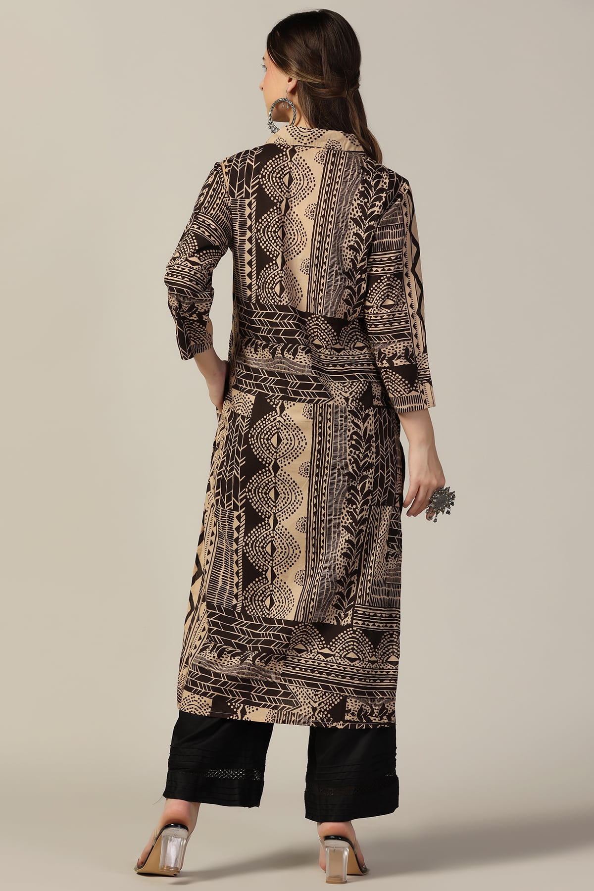 Brown And Beige Color Kurti For Women