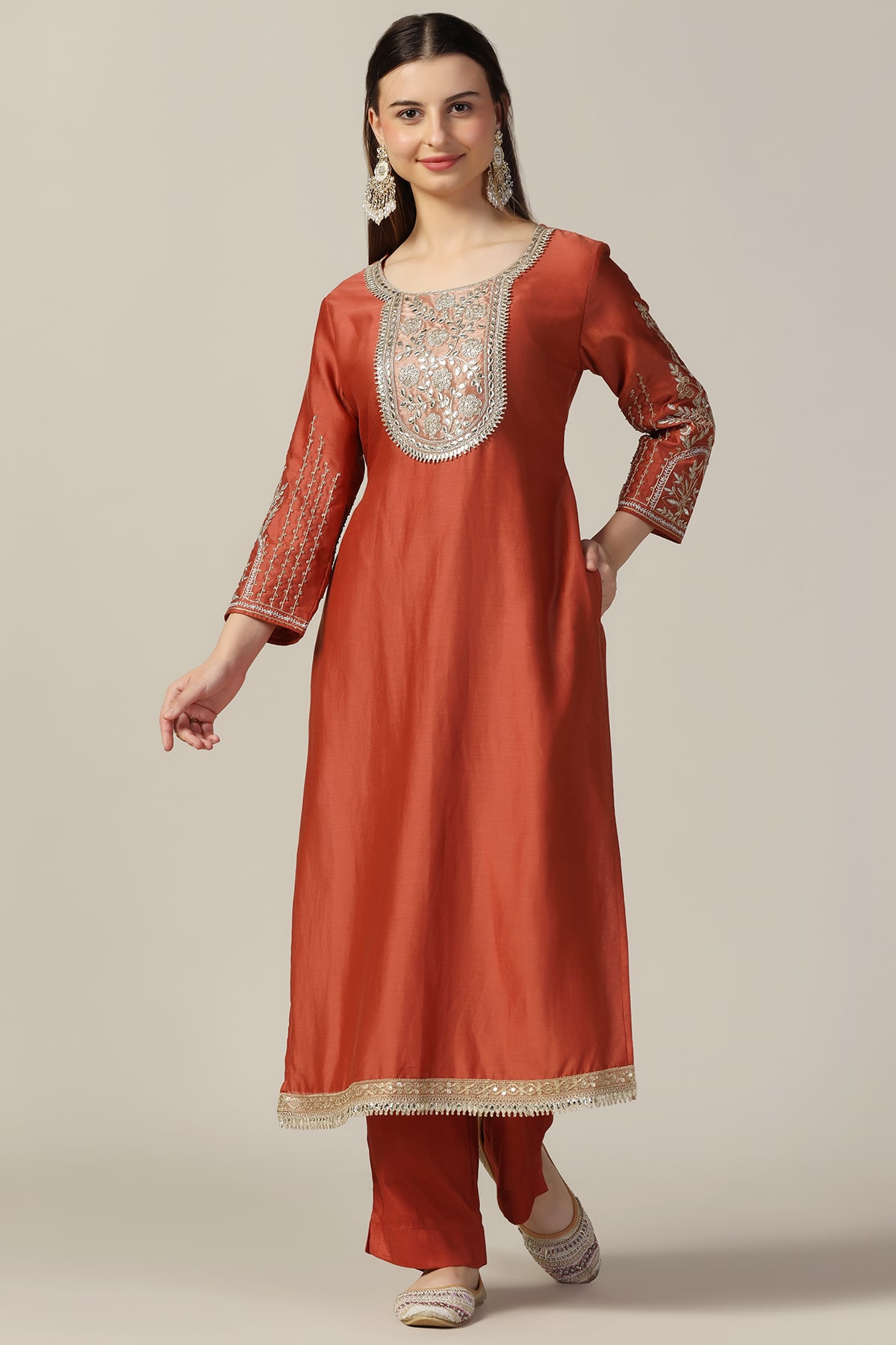 Rust Colour Kurti For Women