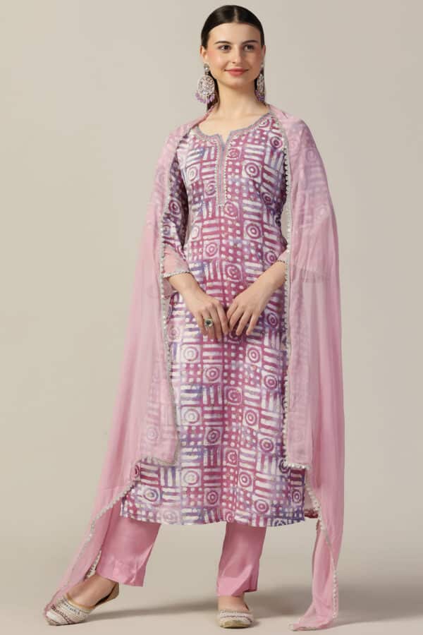 Pink Printed Brocade Kurti For Women