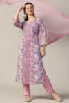 Pink Printed Brocade Kurti For Women