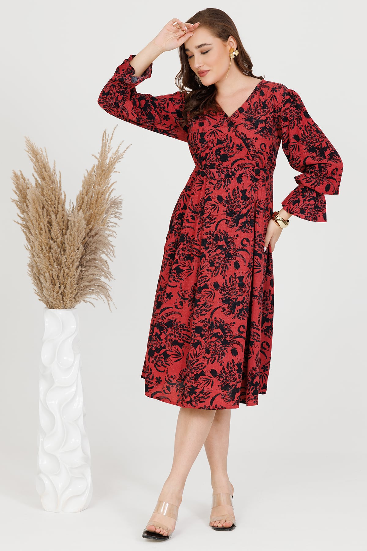 Black And Coral Dress For Women