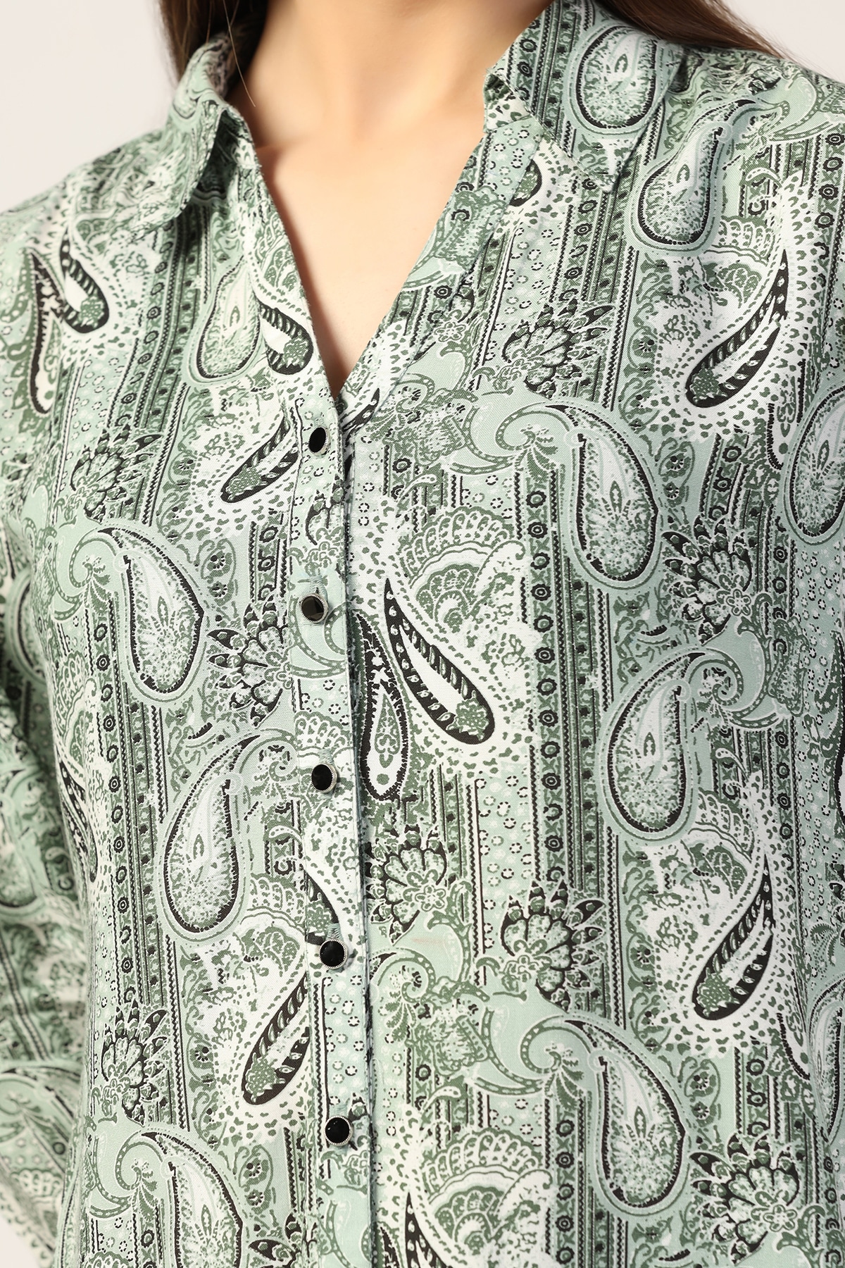 Printed Light Sage Green Shirt For Women