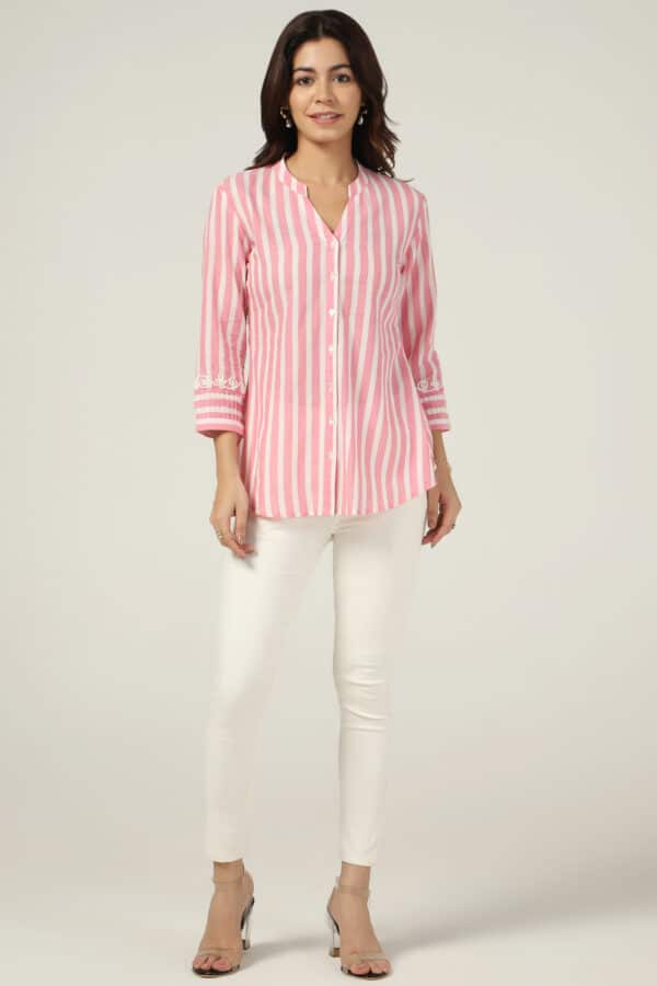 Pink Striped Shirt Women's