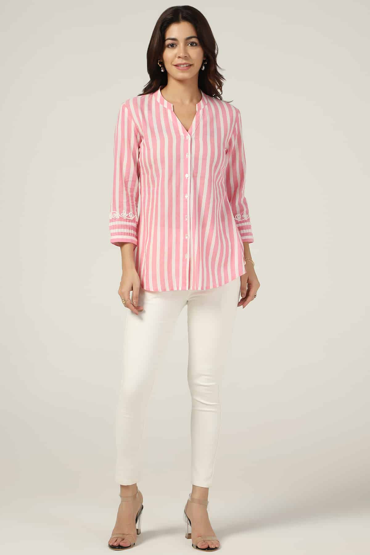 Pink Striped Shirt Women's