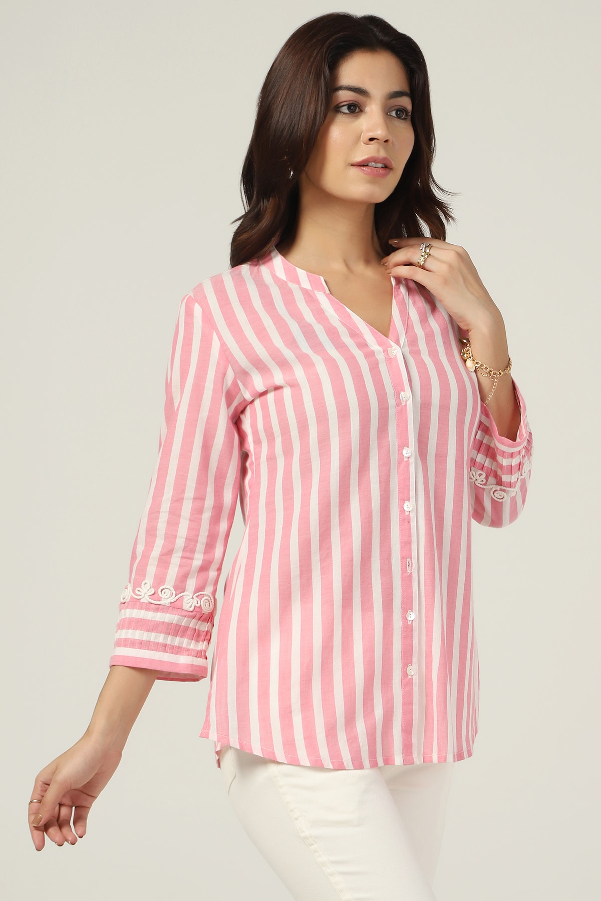 Pink Striped Shirt Women's