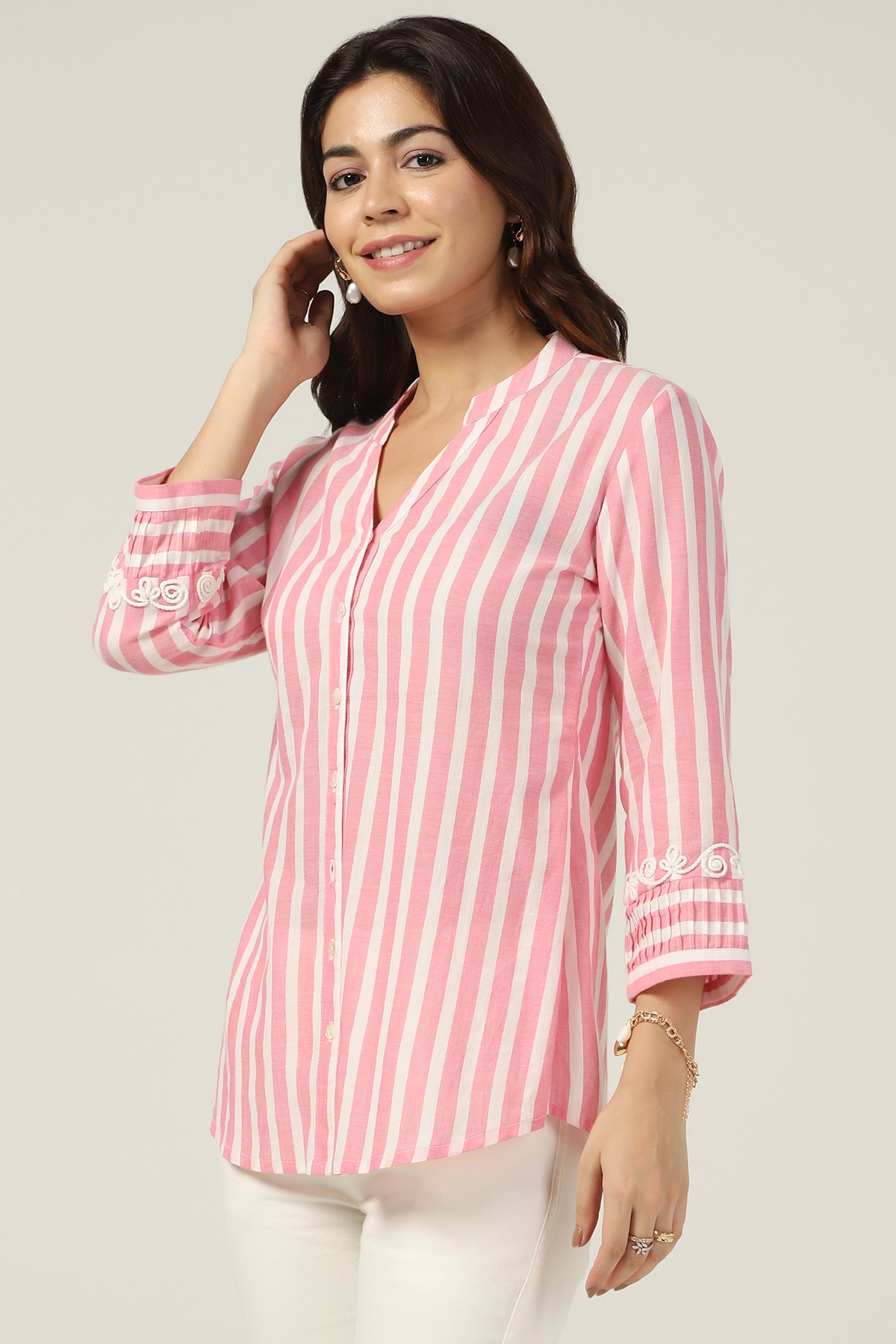 Pink Striped Shirt Women's