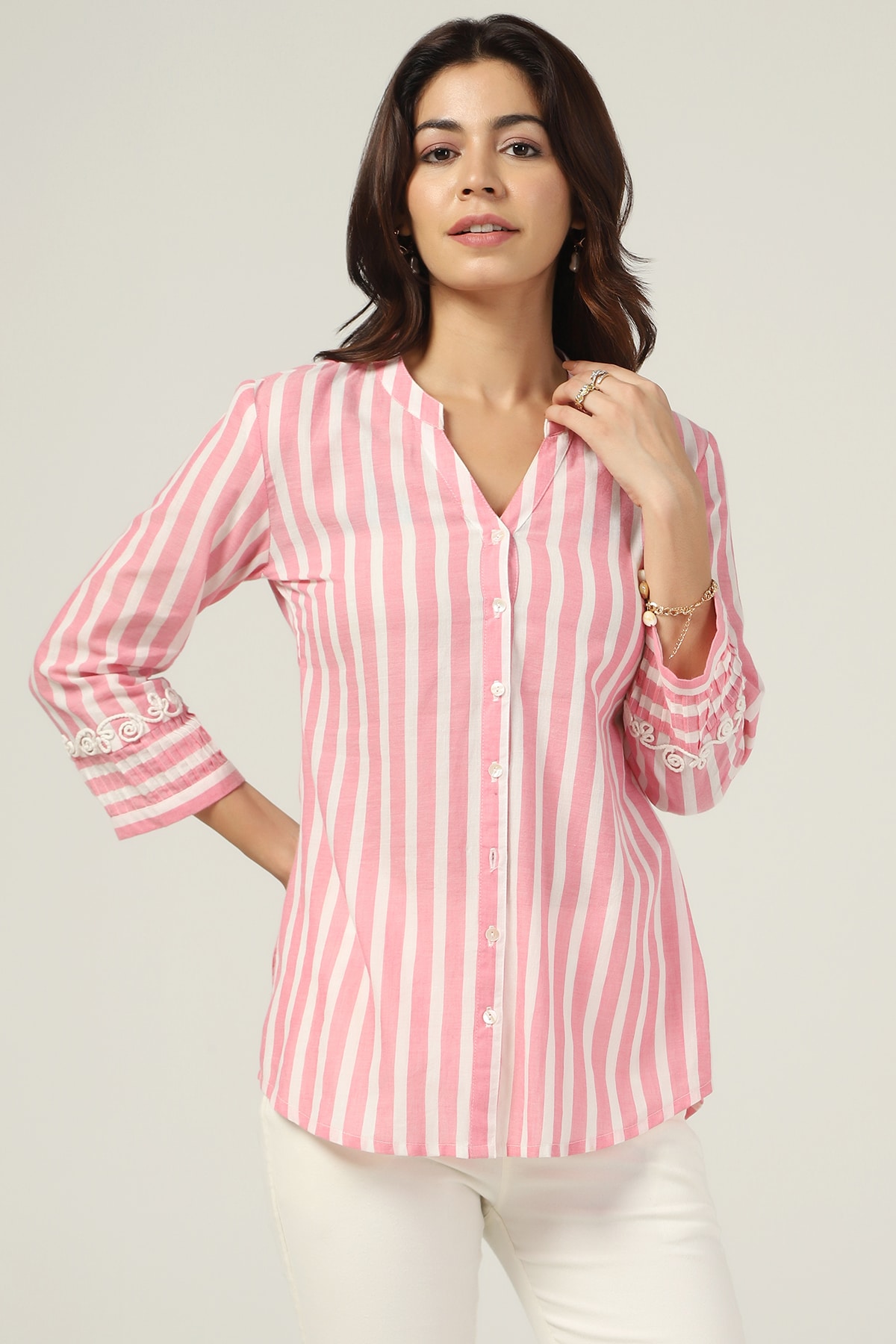 Pink Striped Shirt Women's
