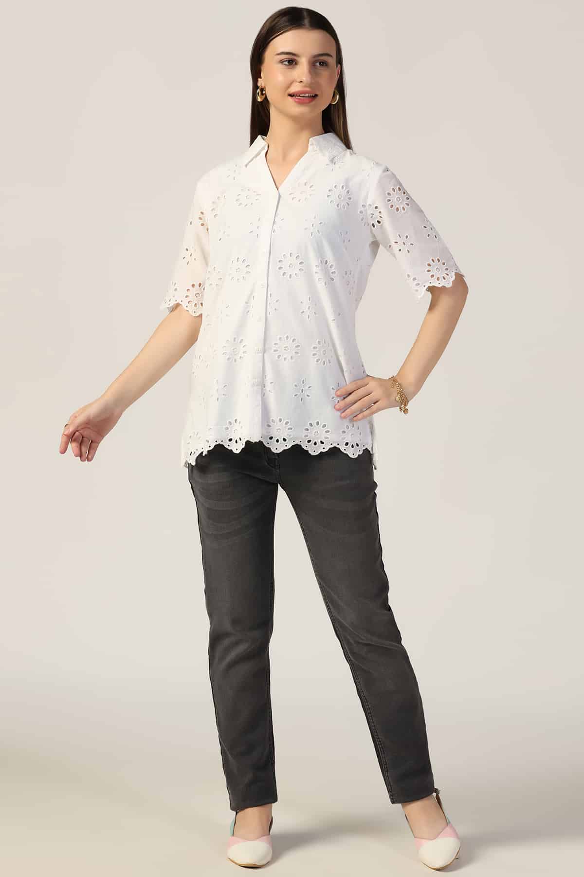 white colour tops for ladies