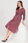 Striped Maroon Dress For Women