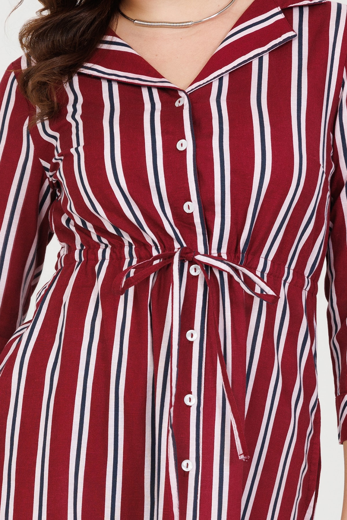 Striped Maroon Dress For Women