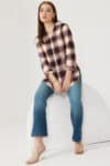 Beige Checks Women Woolen Shirt