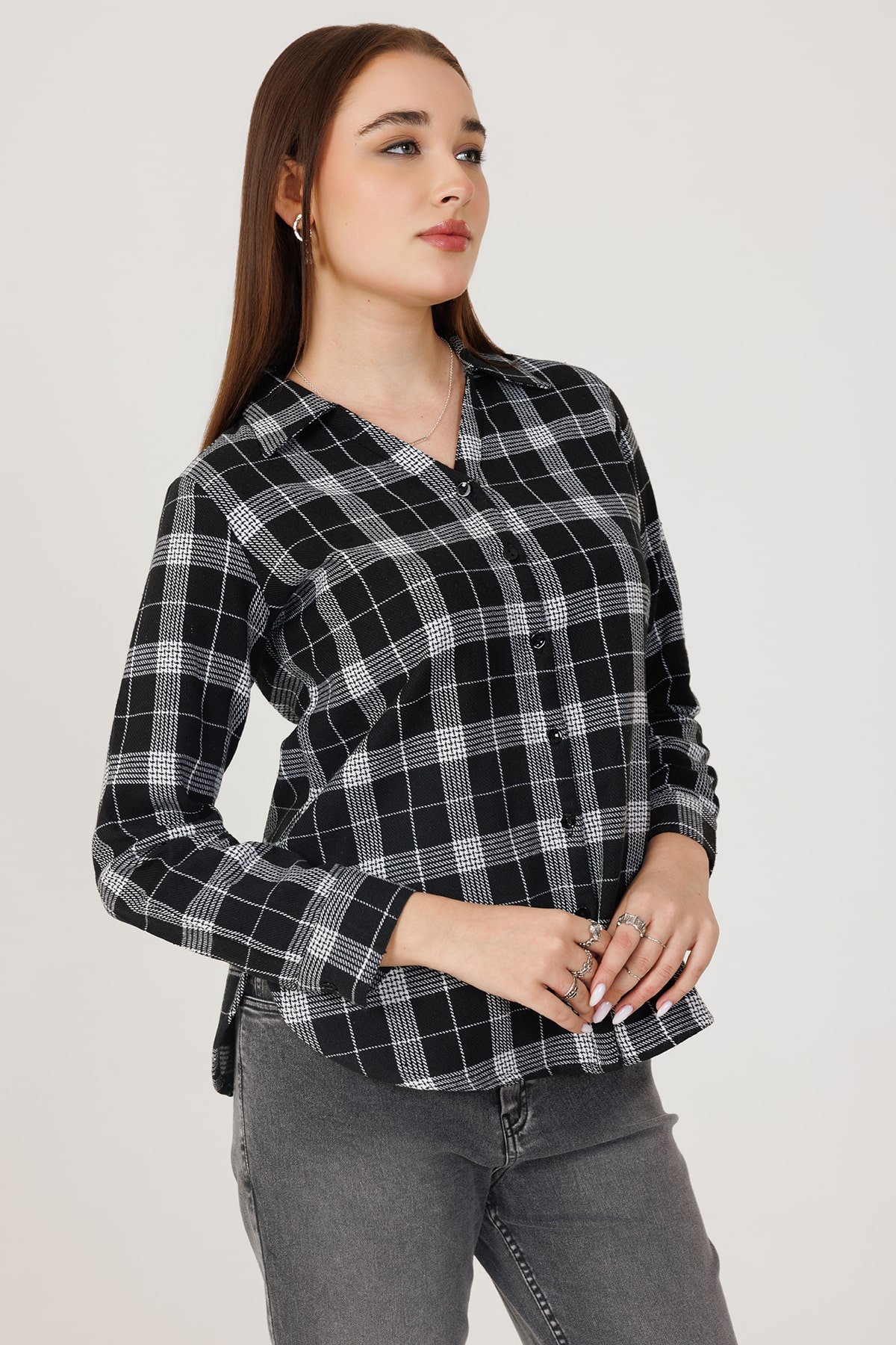 Black And White Shirt For Women For Winter