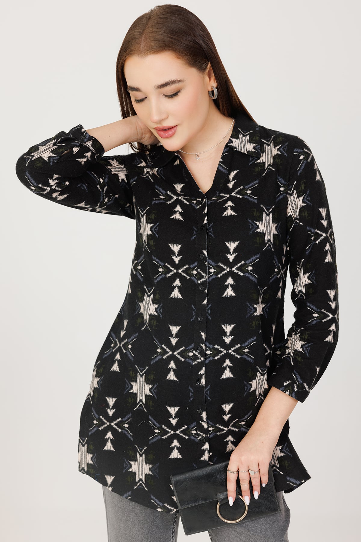 Printed Black Cotton Tunics For Women