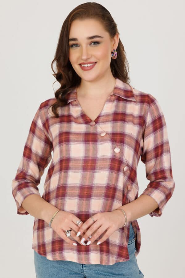 Checks Beige Shirts For Winter Women