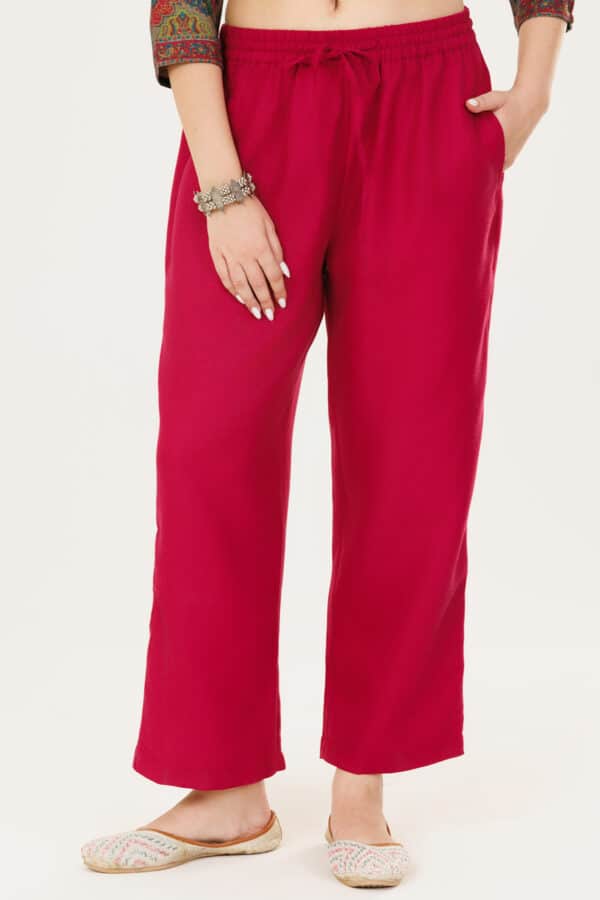 Solid Red Palazzo For Woman