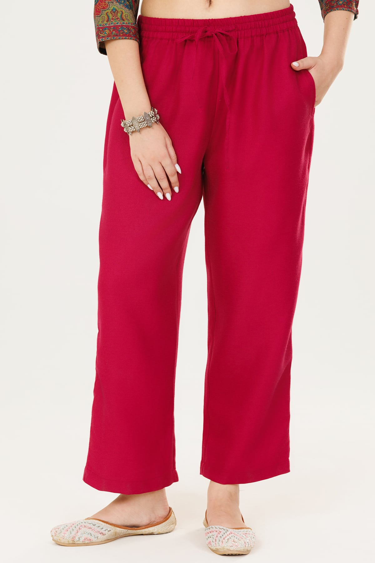 Solid Red Palazzo For Woman