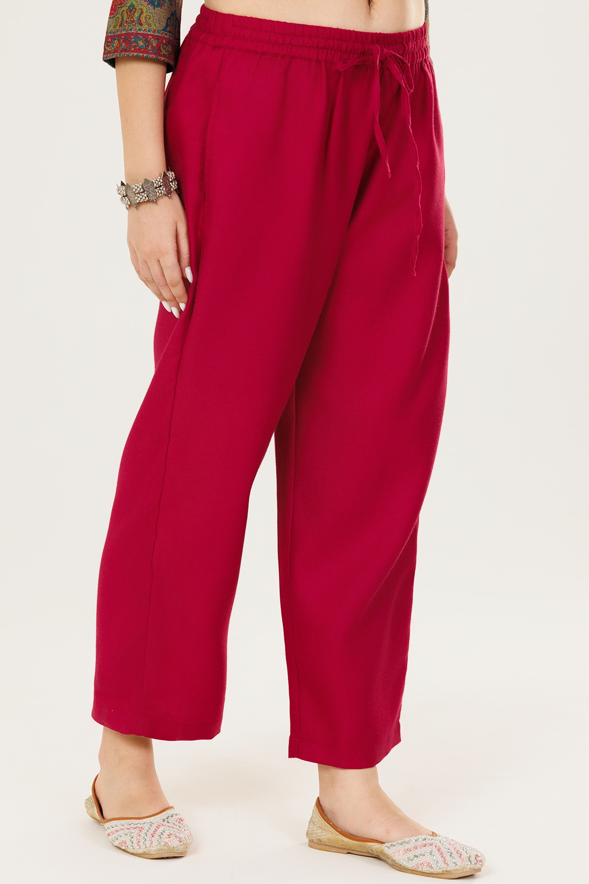 Solid Red Palazzo For Woman