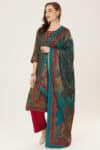 Printed Winter Blue Pashmina Kurti For Women