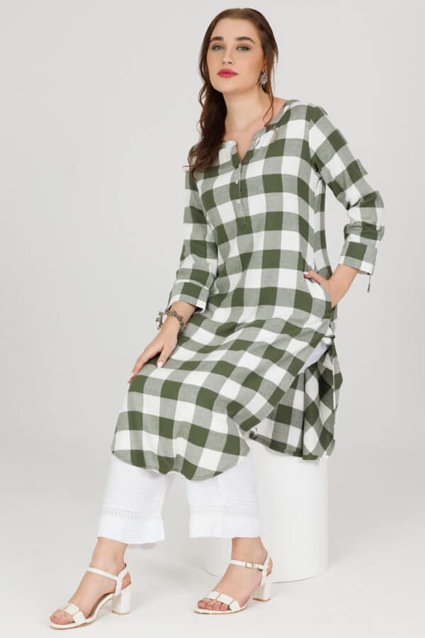 White Pashmina Plus Size Kurta For Women