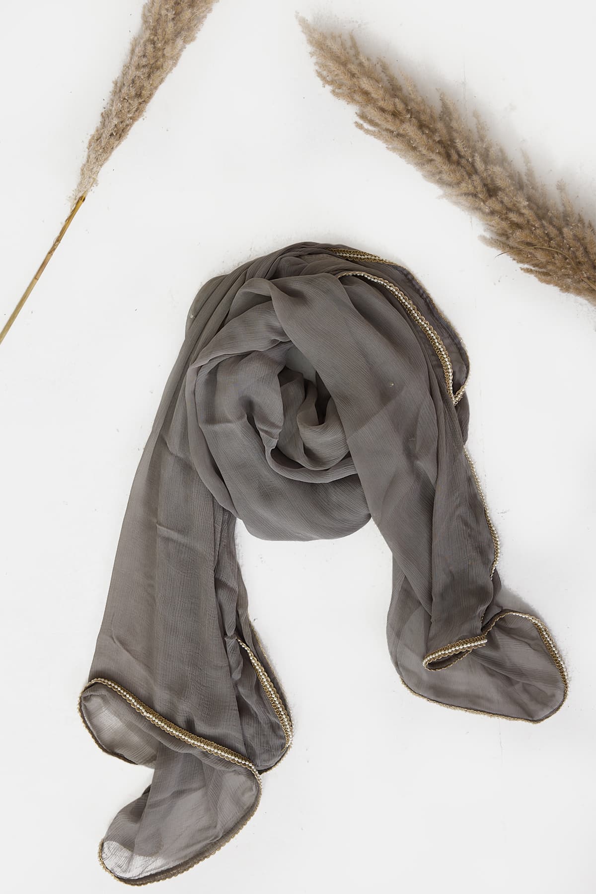 Grey Colour Dupatta For Women