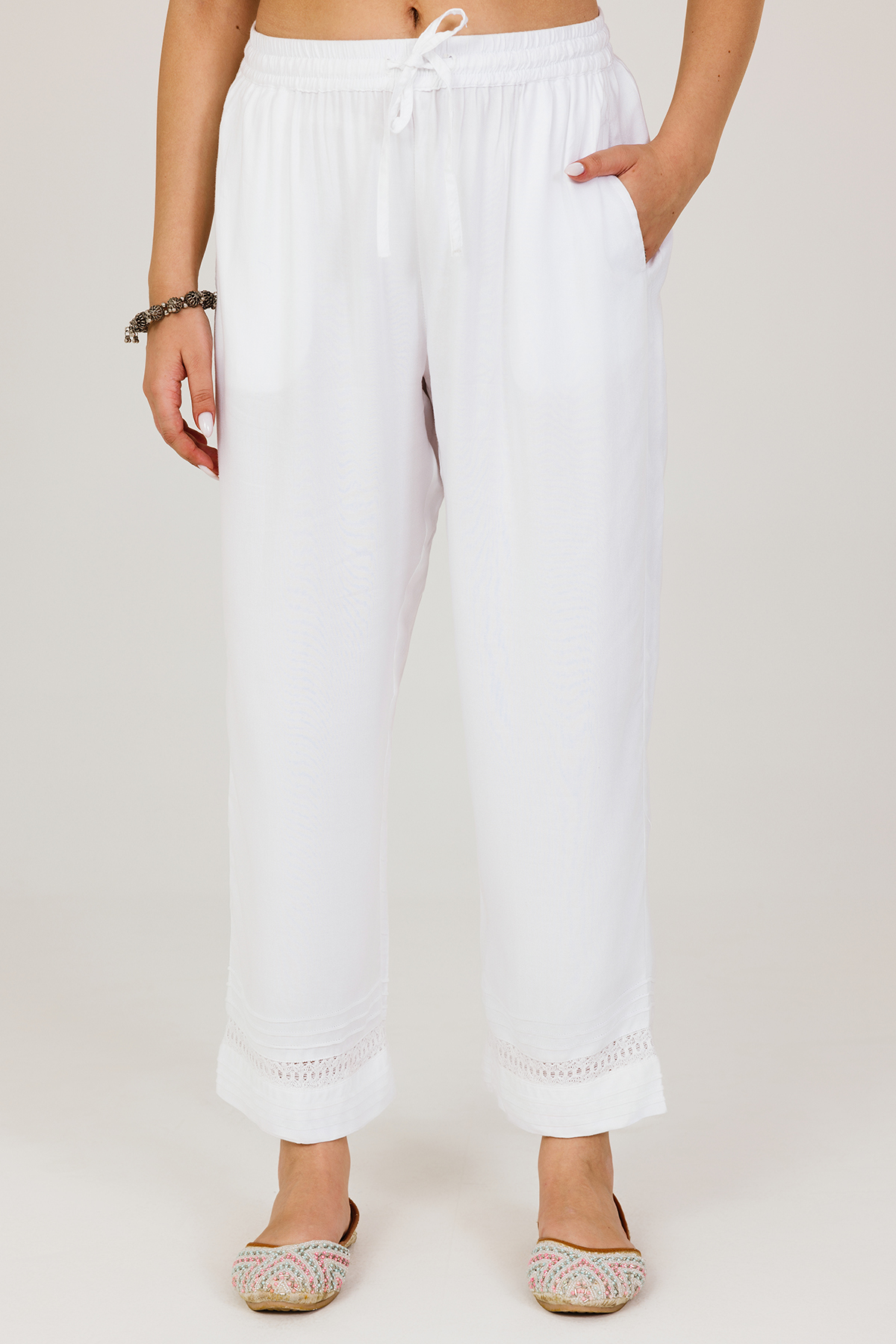 Winter White Color Palazzo Pants For Women