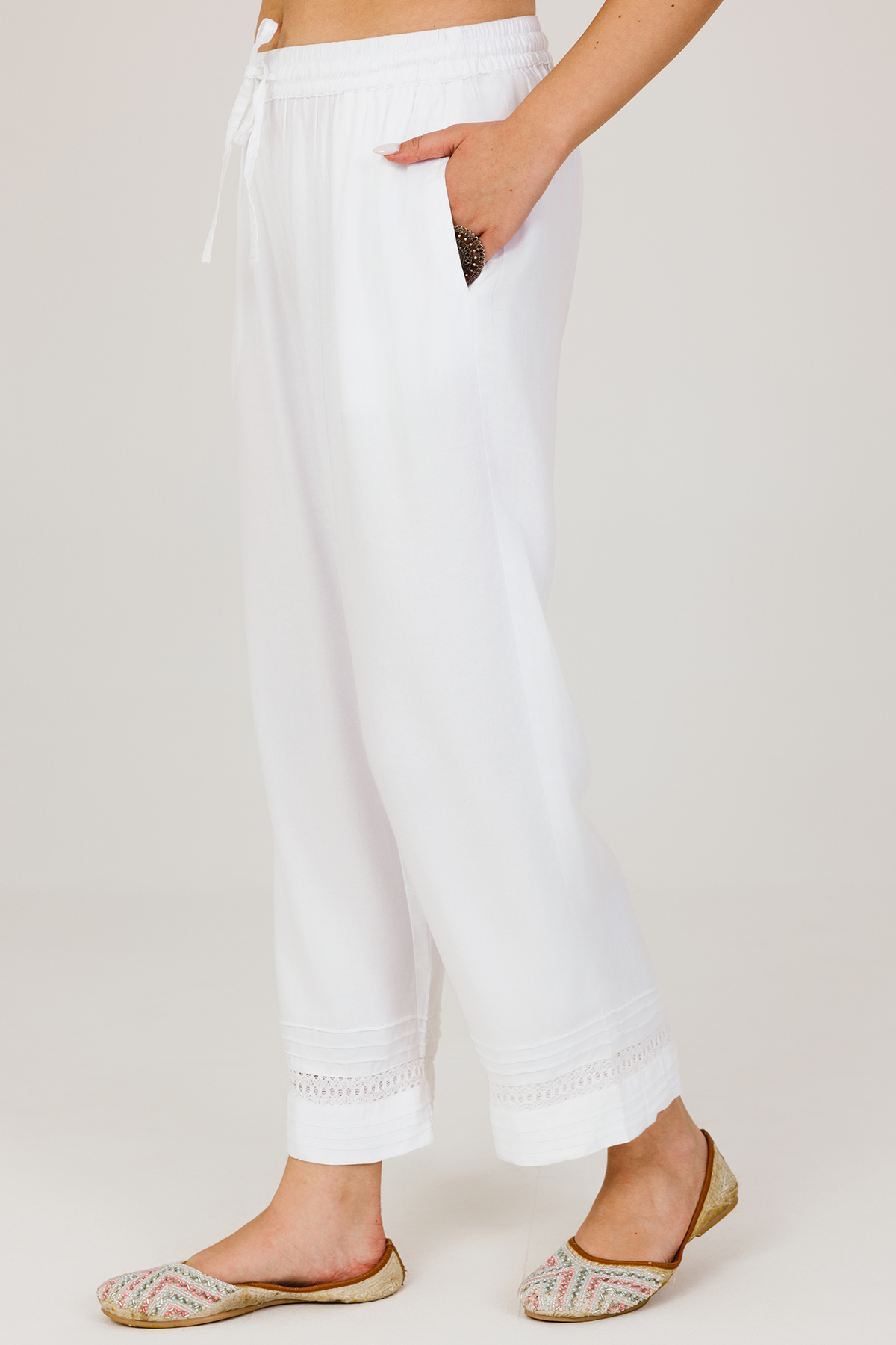 Winter White Color Palazzo Pants For Women