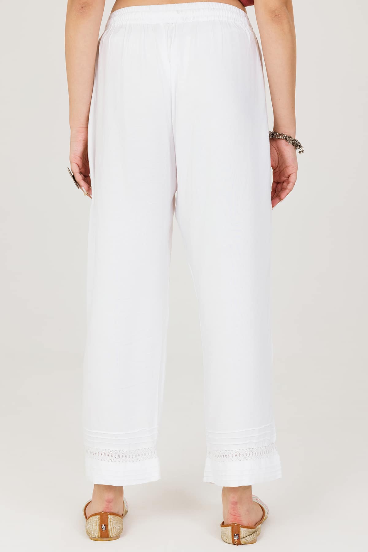 Winter White Color Palazzo Pants For Women