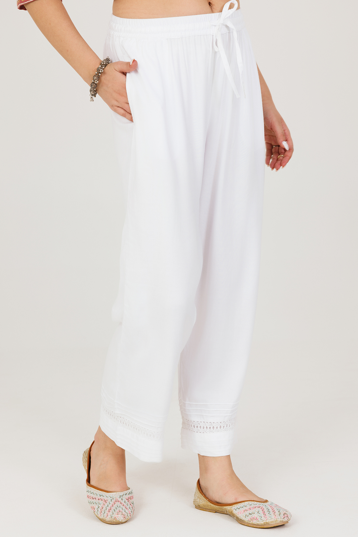 Winter White Color Palazzo Pants For Women