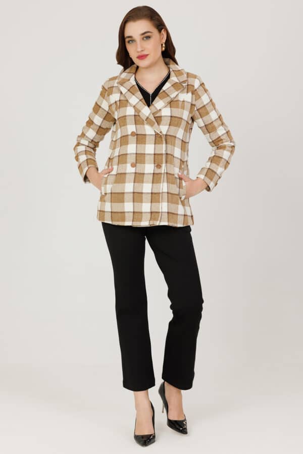 Checks Brown Jacket For Women