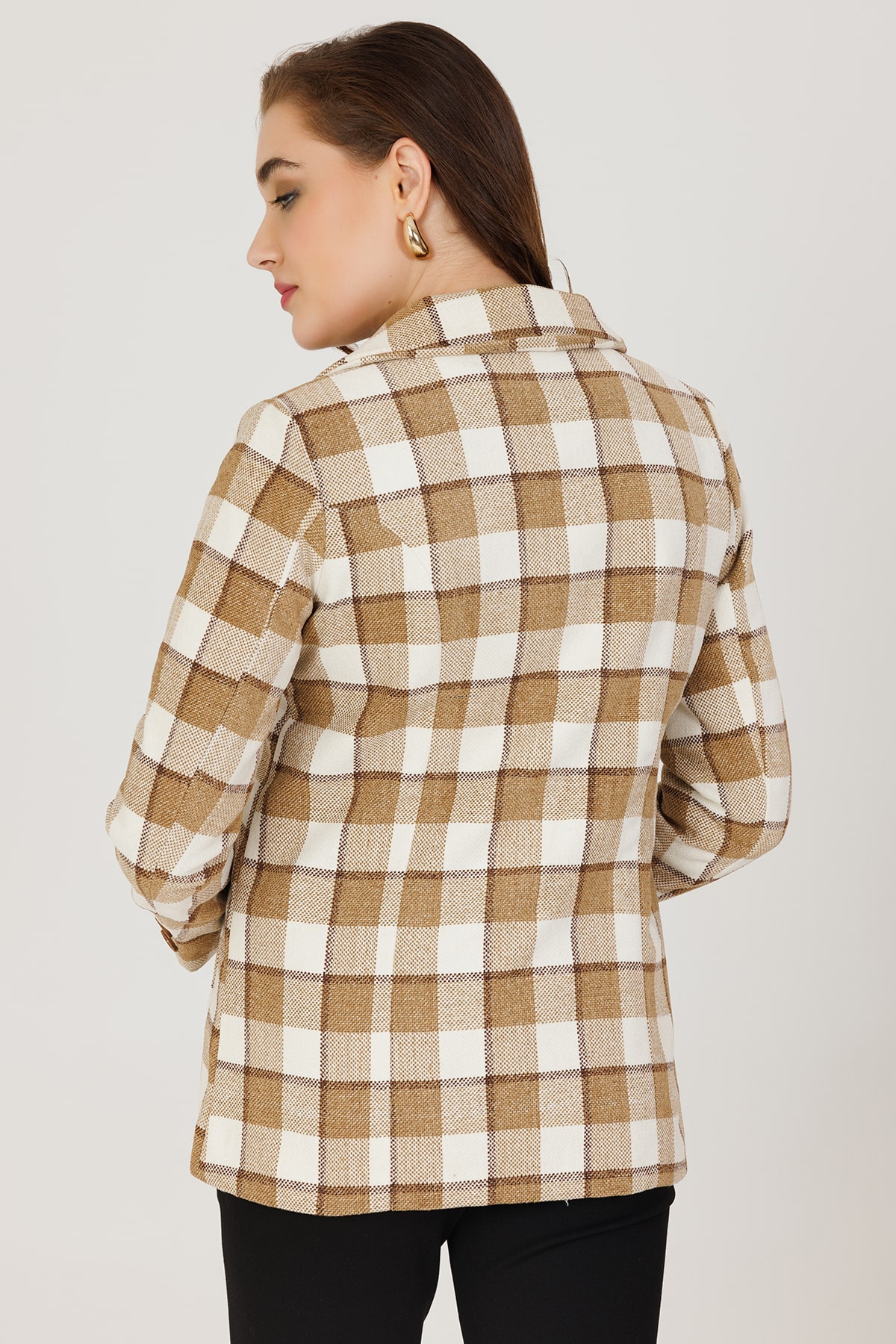 Checks Brown Jacket For Women