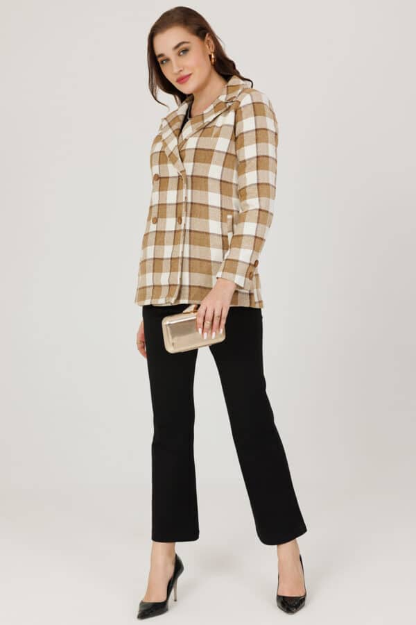 Checks Brown Jacket For Women