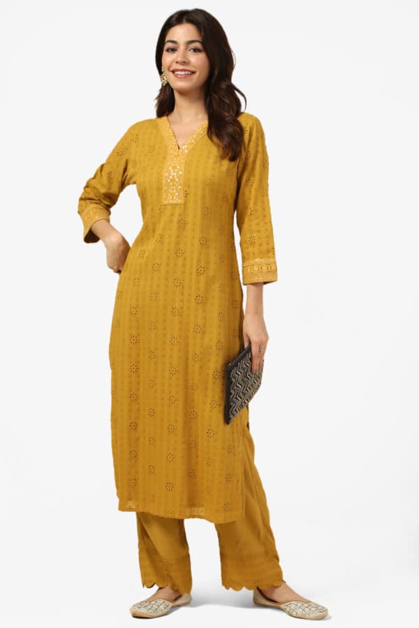 Yellow Cotton Kurti For Women