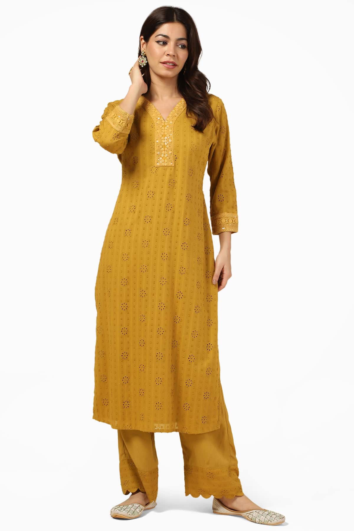 Yellow Cotton Kurti For Women