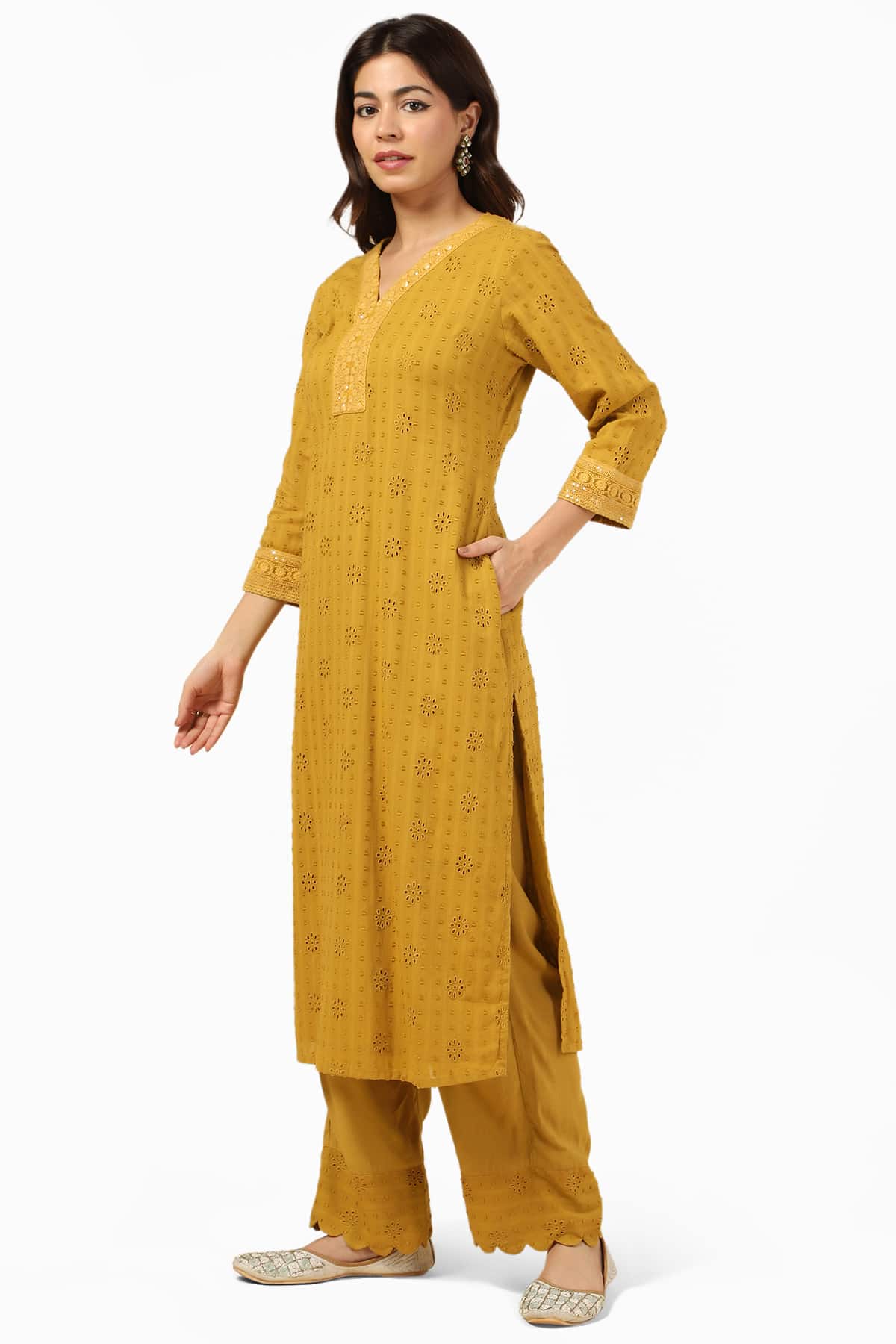 Yellow Cotton Kurti For Women