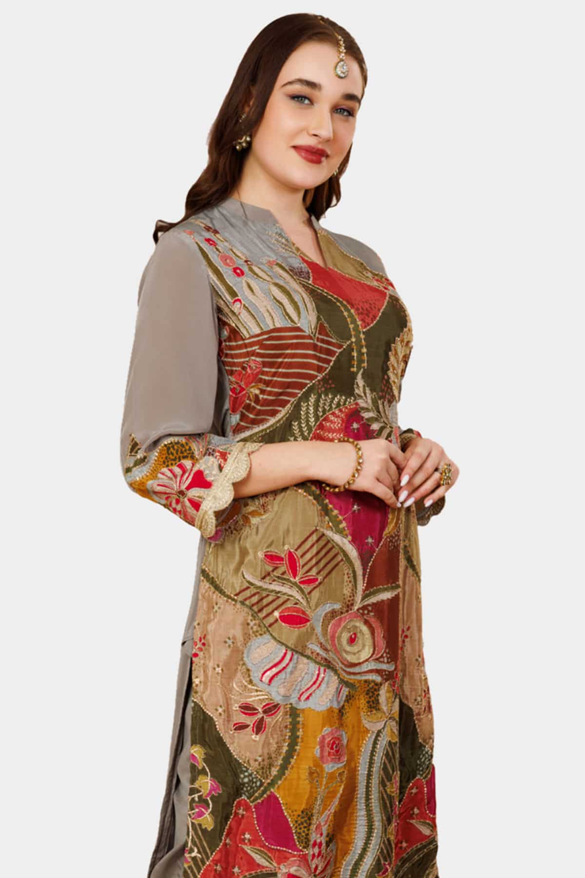 Brown Printed Kurti For Women
