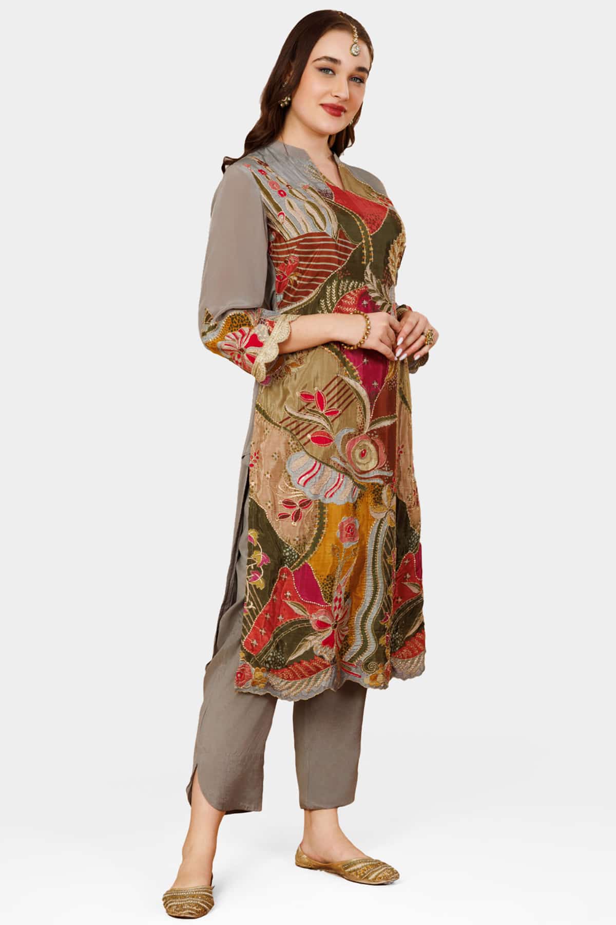 Brown Printed Kurti For Women