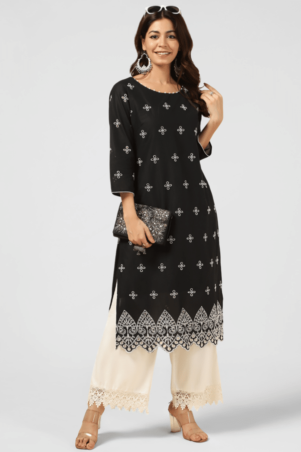 Embroidered Black Kurti For Women
