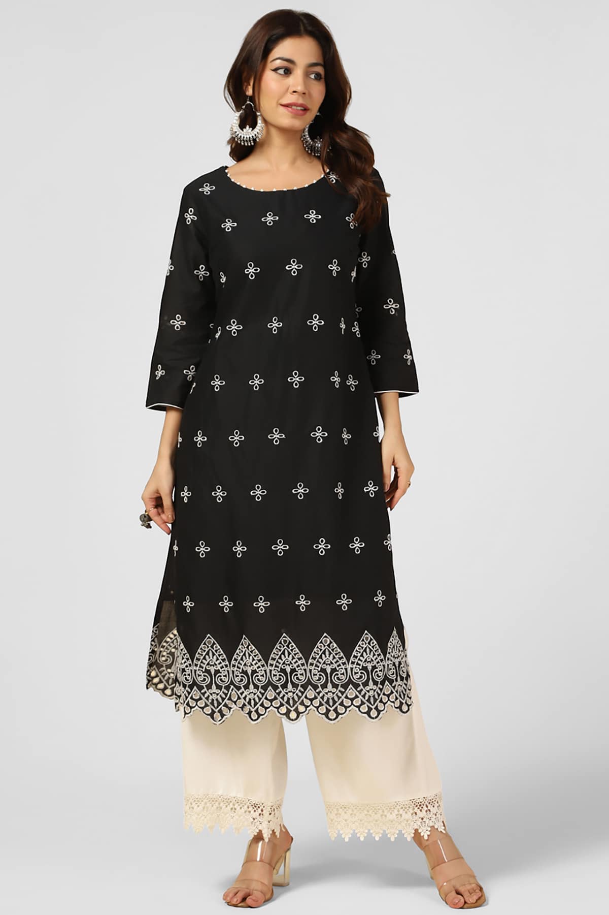 Embroidered Black Kurti For Women