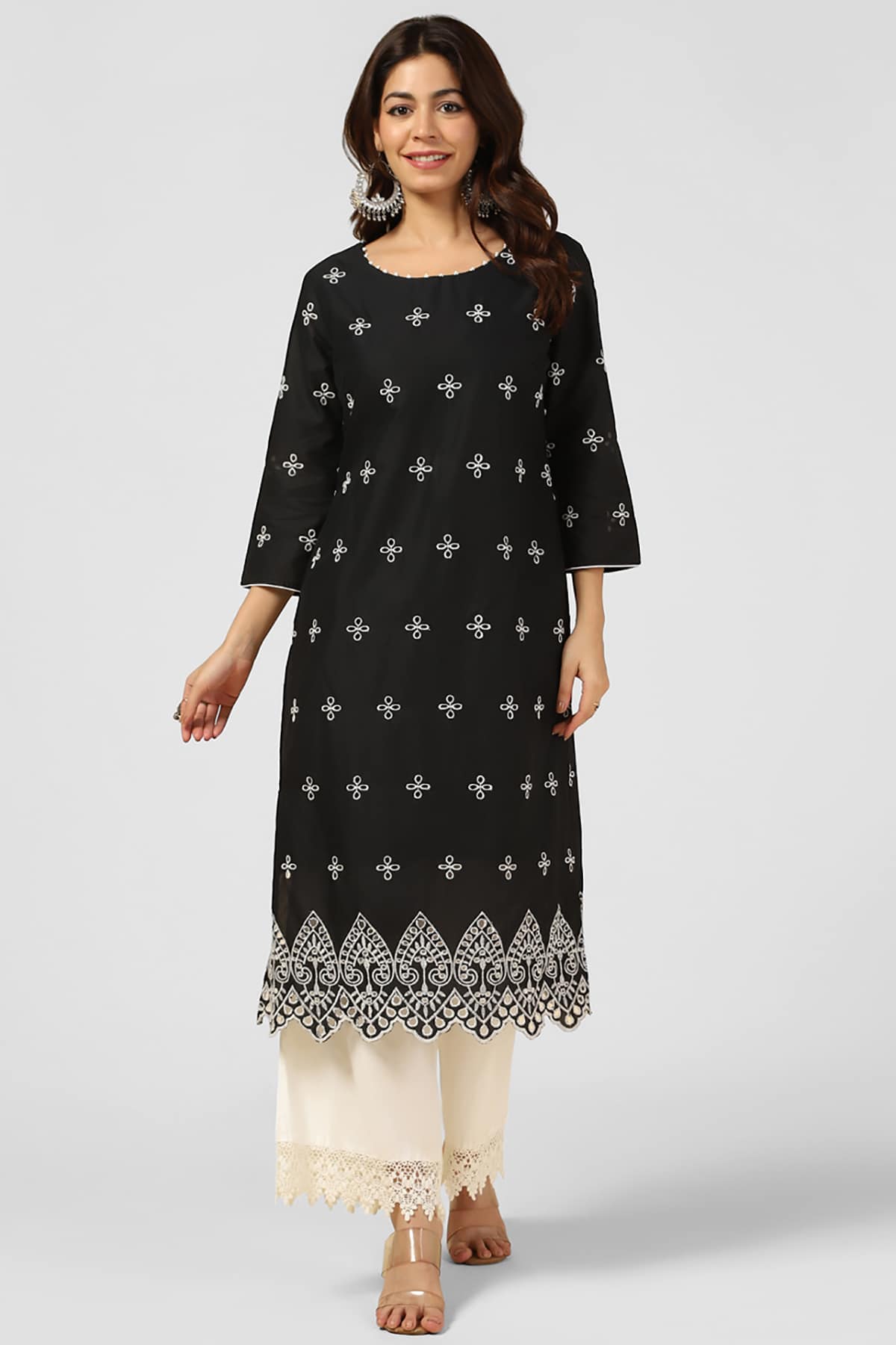 Embroidered Black Kurti For Women