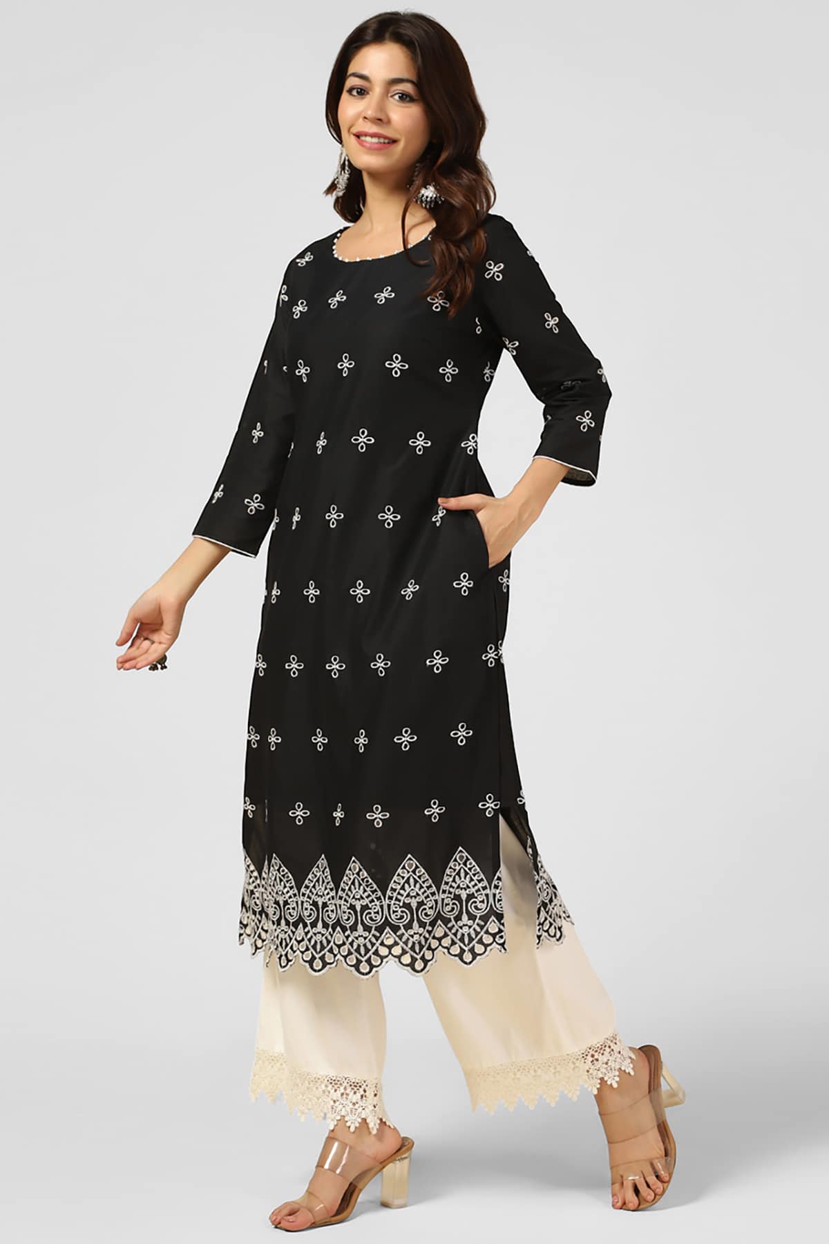 Embroidered Black Kurti For Women