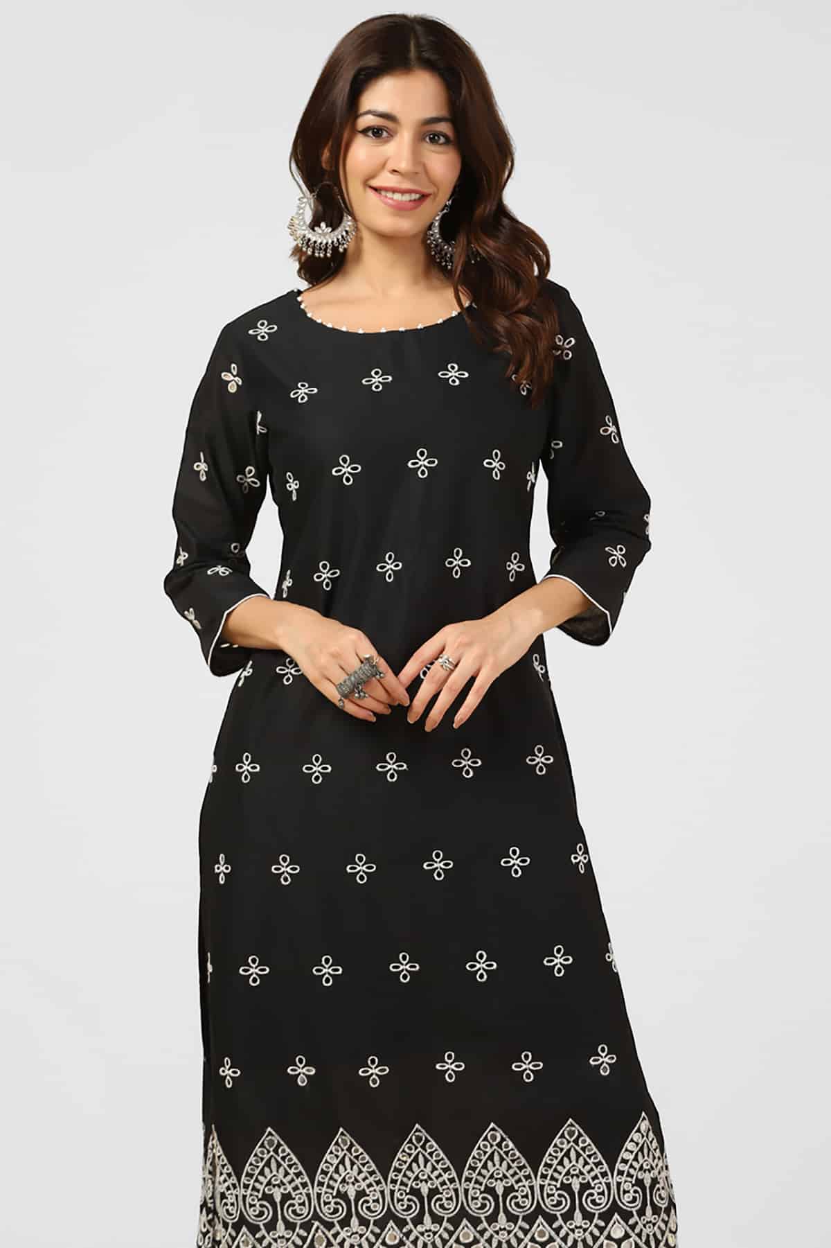 Embroidered Black Kurti For Women
