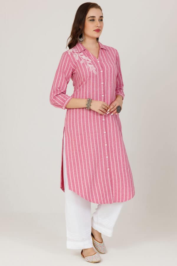 Winter Pashmina Pink Kurti For Women