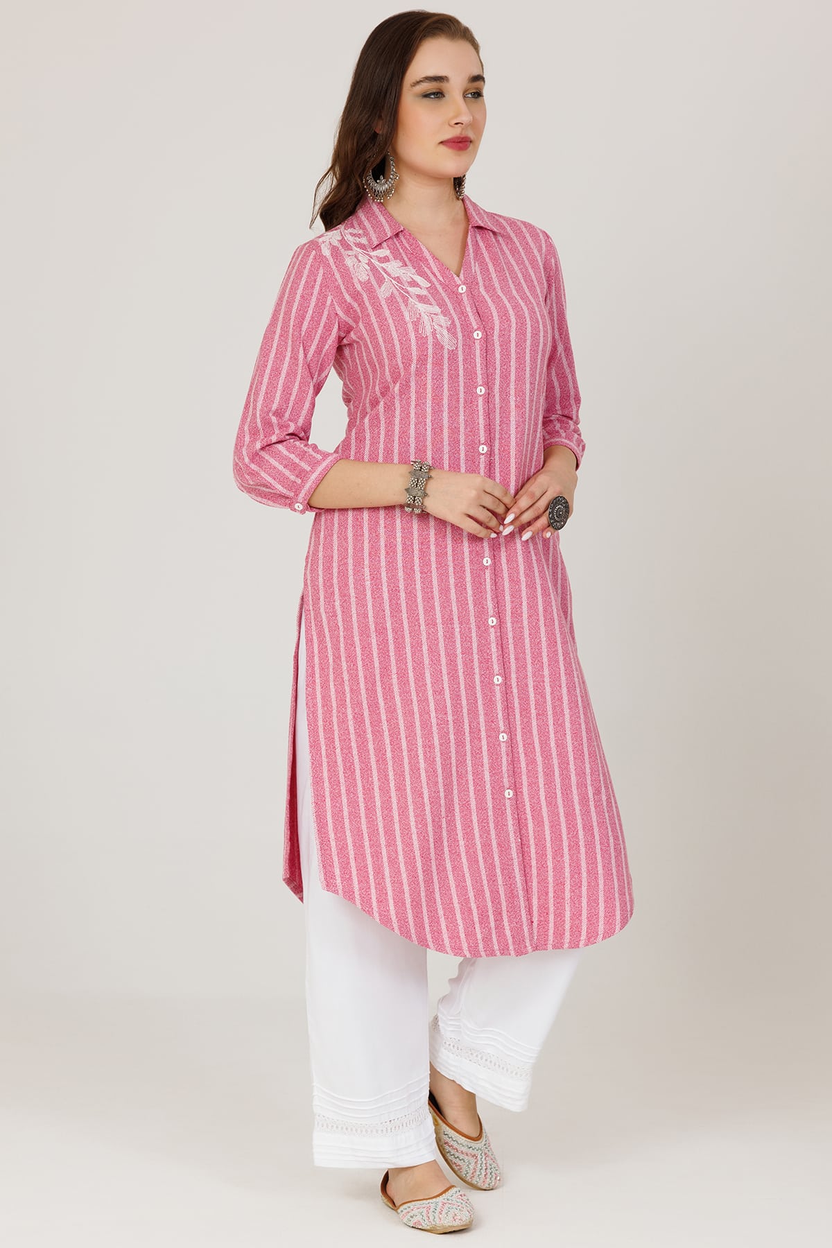 Winter Pashmina Pink Kurti For Women