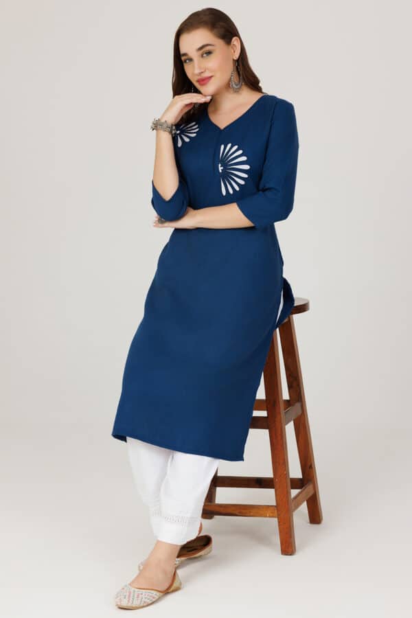 Blue Pashmina Plus Size Kurtis For Women