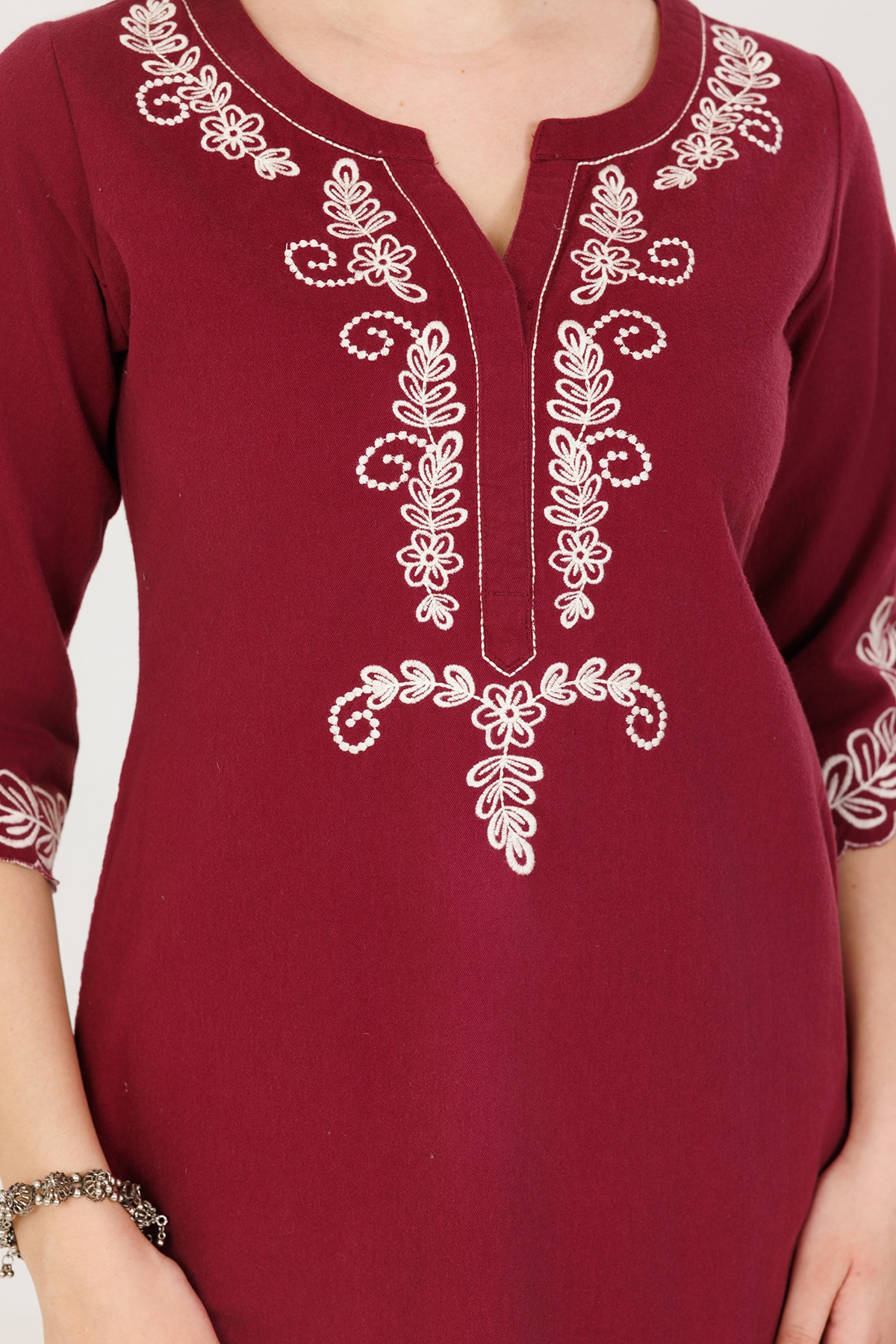 Maroon Embroidered Kurtis For Women